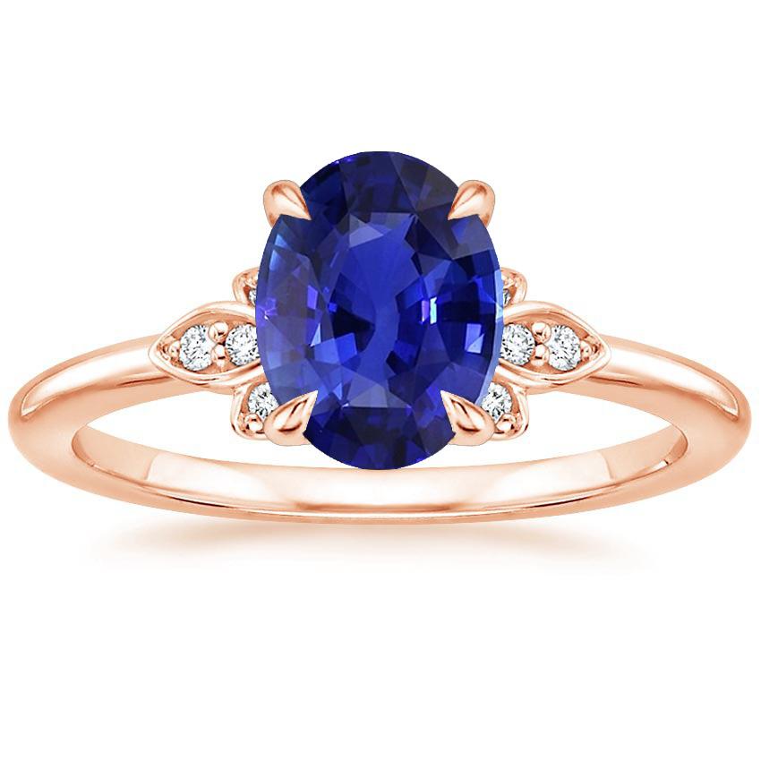 Solitärring Blauer Saphir & Diamantakzente 4 Karat Blumenstil - harrychadent.ch
