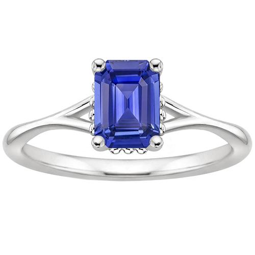 Solitärring Milgrain Shank Smaragdblauer Saphir 2 Karat