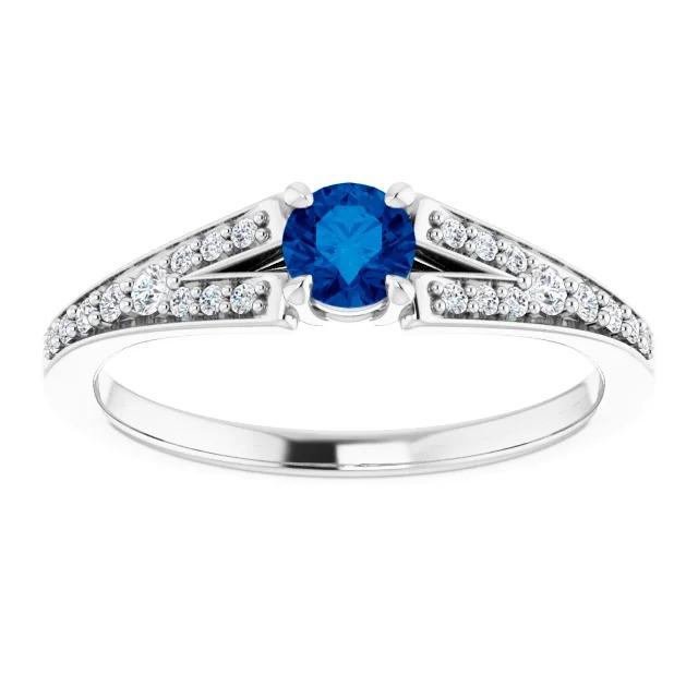 Split Shank Runder blauer Saphir Ring Weißgold 14K 1,75 Karat - harrychadent.ch
