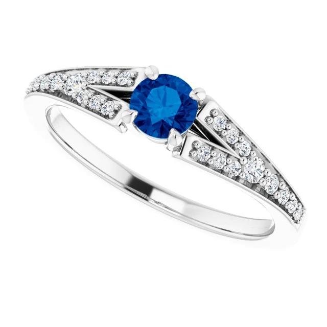 Split Shank Runder blauer Saphir Ring Weißgold 14K 1,75 Karat - harrychadent.ch