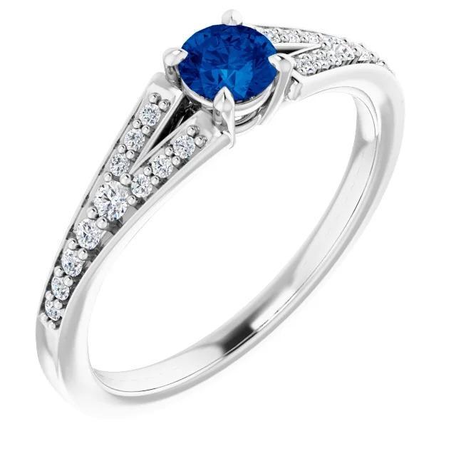 Split Shank Runder blauer Saphir Ring Weißgold 14K 1,75 Karat - harrychadent.ch