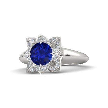 Sri Lanka Saphir & Diamant Ehering 2,50 Karat Weißgold 14K - harrychadent.ch