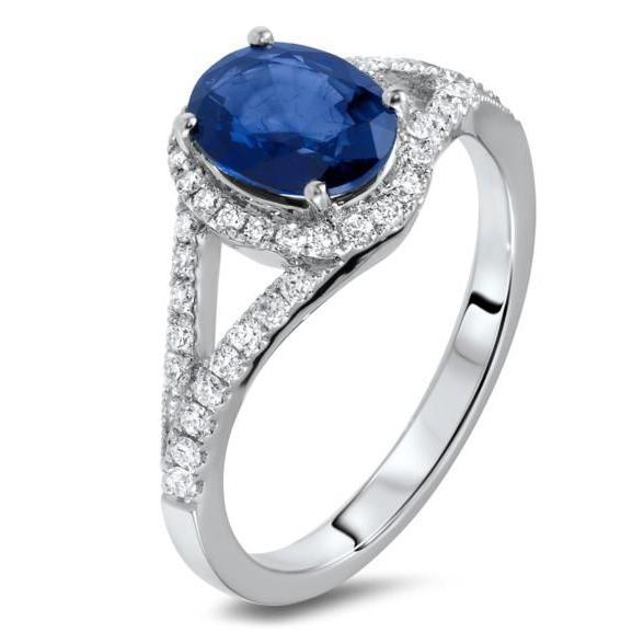 Sri Lanka Saphir Diamanten 3,40 Karat Ring Weißgold 14K - harrychadent.ch