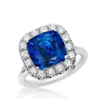 Sri Lanka Saphir Diamanten Krappenbesatz 3,80 ct Ehering Weißgold - harrychadent.ch
