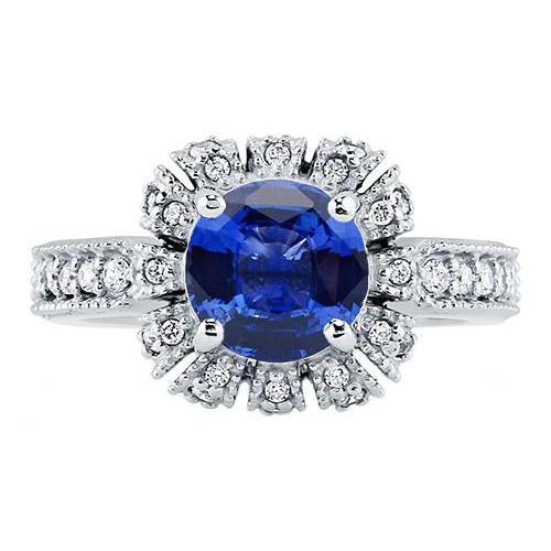 Sri Lanka Saphir Rundschliff Diamant Ehering 3,20 Karat Schmuck - harrychadent.ch