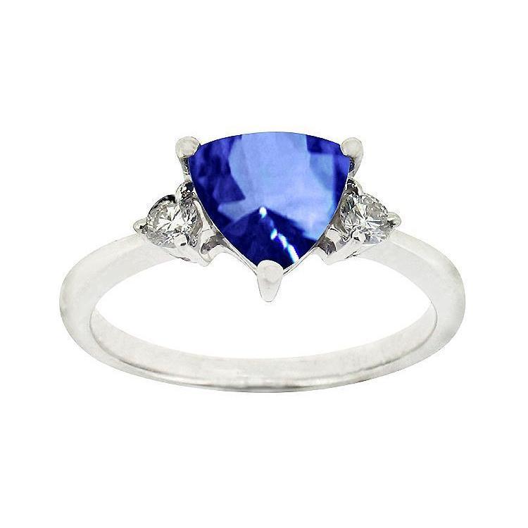 Sri Lanka Saphir Trillion und runde Diamanten 5.01 ct Ehering - harrychadent.ch