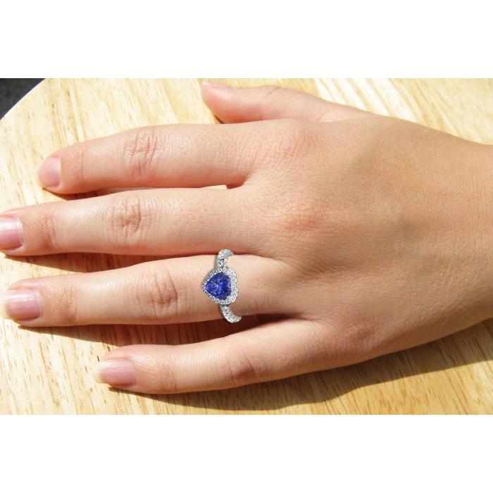 echter round tansanit 2.10Karat ring mit Diamantbesatz