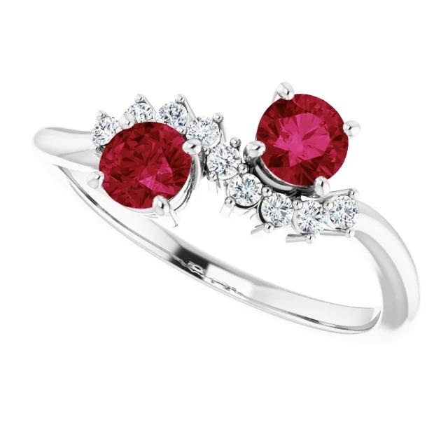 Toi et Moi Diamant Rubin Ring 1.18 Karat Damen Weißgold 14K Schmuck - harrychadent.ch