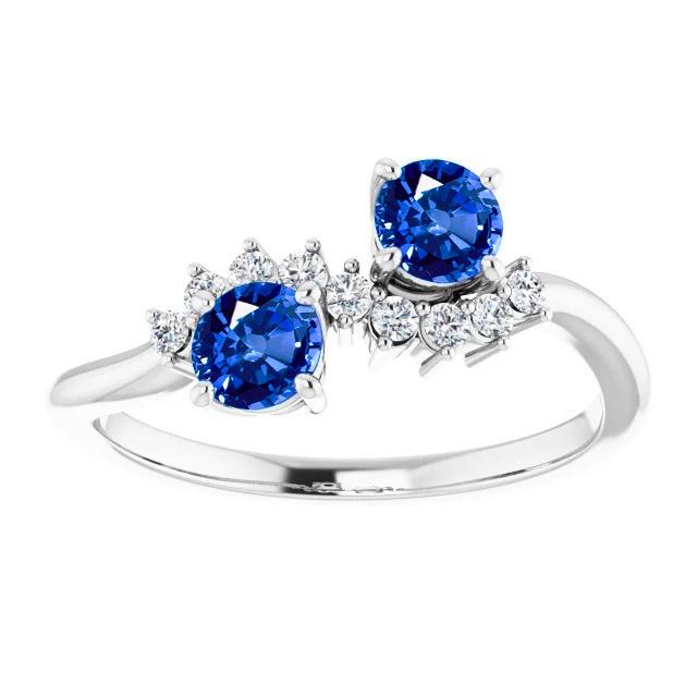 Toi et Moi Diamantring 1.18 Karat Ceylon Saphir Damen Schmuck 14K - harrychadent.ch