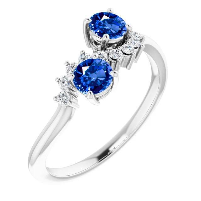 Toi et Moi Diamantring 1.18 Karat Ceylon Saphir Damen Schmuck 14K - harrychadent.ch