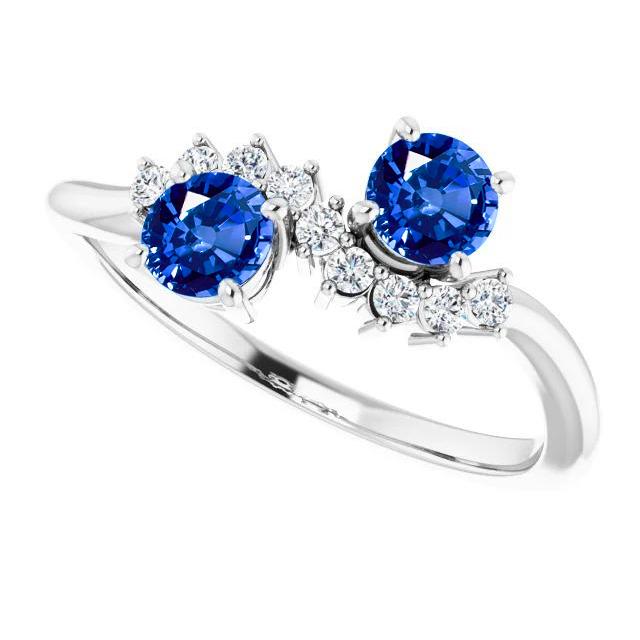 Toi et Moi Diamantring 1.18 Karat Ceylon Saphir Damen Schmuck 14K - harrychadent.ch