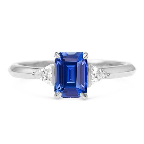 Trillion Diamant Three Stone Ring Smaragd Ceylon Saphir 2,50 Karat - harrychadent.ch