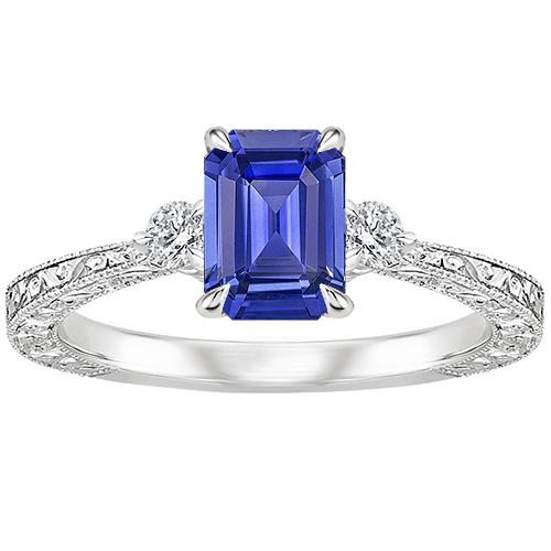 Verlobungsring 3 Steine Smaragdblauer Saphir & Diamant 3,50 Karat - harrychadent.ch