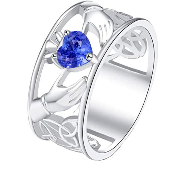Verlobungsring Solitaire Herz Vintage-Stil Blauer Saphir 1 Karat - harrychadent.ch