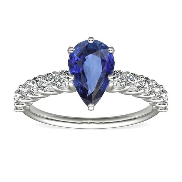 Weißgold Birnenblauer Saphir mit Akzenten Ring 3,50 Damenschmuck - harrychadent.ch