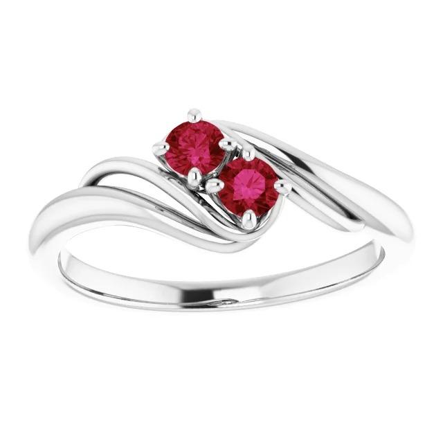 Zwei Steine 1 Karat Rubin Ring Weißgold 14K - harrychadent.ch