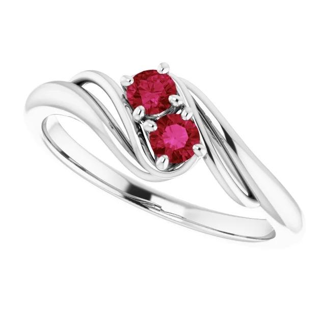 Zwei Steine 1 Karat Rubin Ring Weißgold 14K - harrychadent.ch