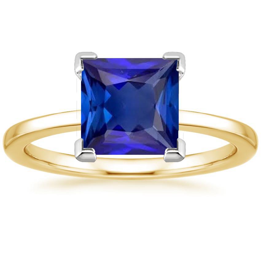 Zweifarbiger Solitär Edelstein Ring Princess Cut Ceylon Saphir 5 Karat - harrychadent.ch