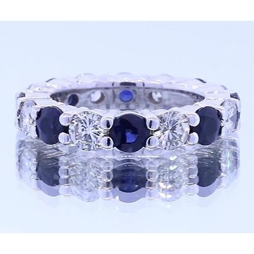 4,80 Karat Runder Ewigkeit Band Schmuck Blauer Saphir Weißgold 14K - harrychadent.ch