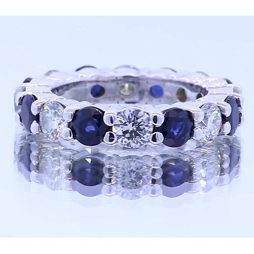 4,80 Karat Runder Ewigkeit Band Schmuck Blauer Saphir Weißgold 14K - harrychadent.ch