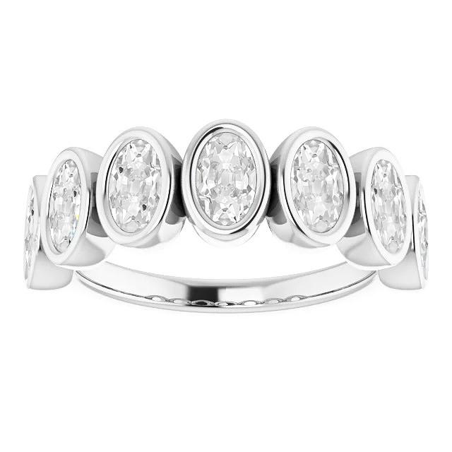 Halb Ewigkeit Band Ovaler Altschliff Diamant 7 Stein Lünette Set 10,50 Karat - harrychadent.ch