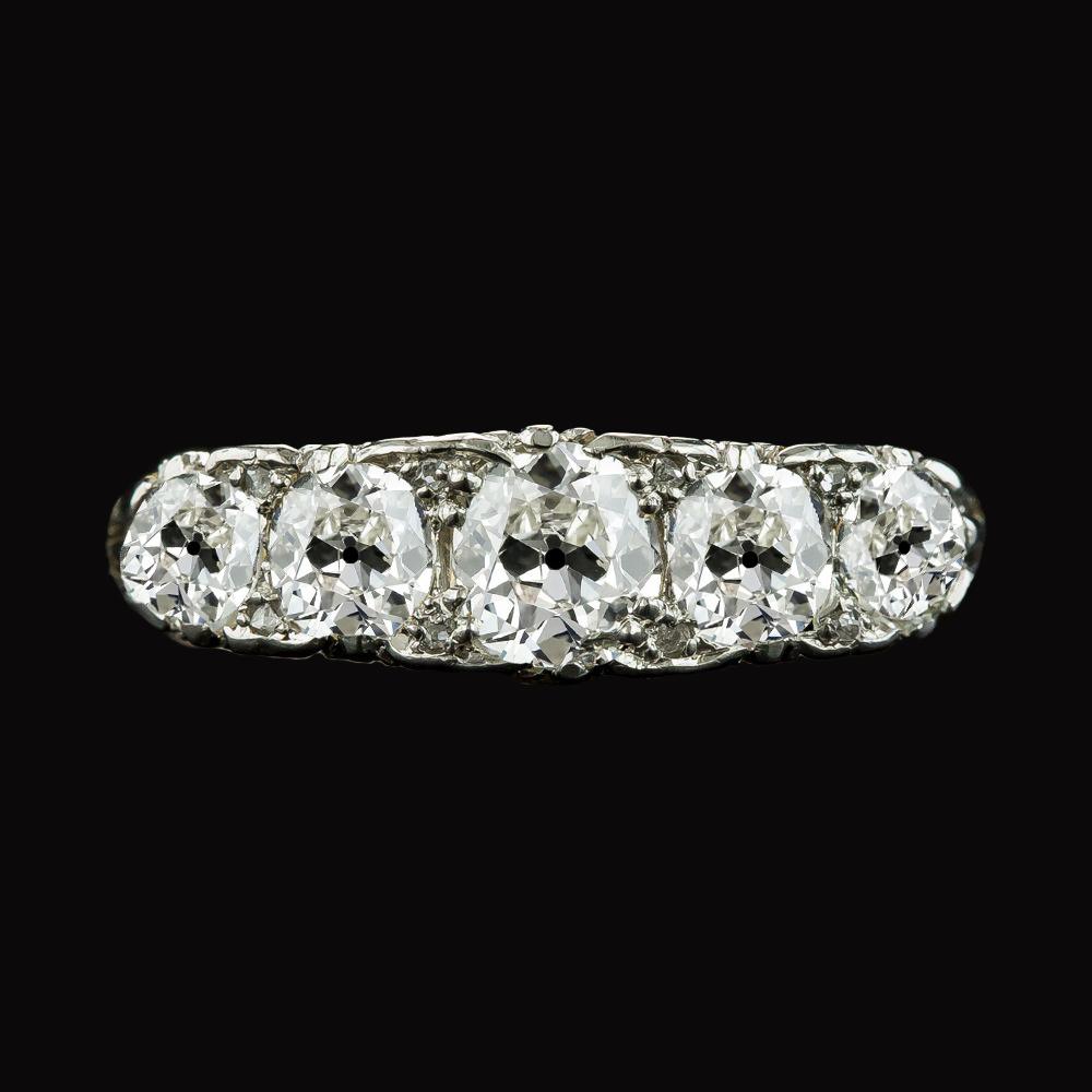 Halbe Ewigkeit Band 5 Steine Old Mine Cut Diamanten 5,50 Karat Gold 14K - harrychadent.ch