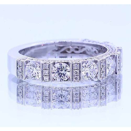 Jubiläumsband runder Diamant Vintage Look 1,65 Karat Weißgold 14K - harrychadent.ch