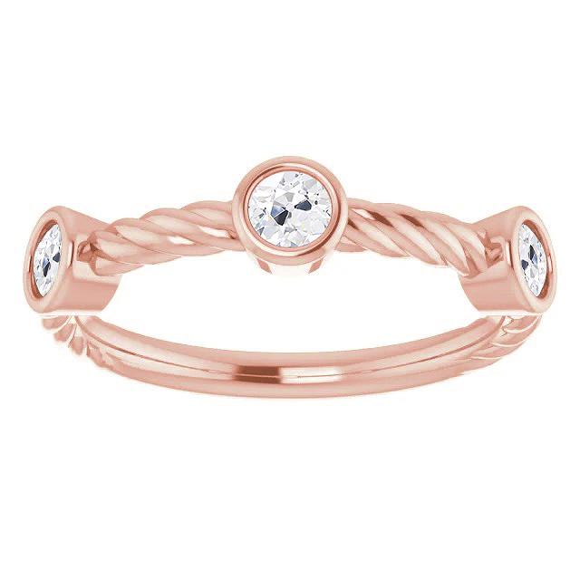 Runde alter Bergmann Diamant Halbe Ewigkeit Band Lünette Seilstil 3 Karat - harrychadent.ch