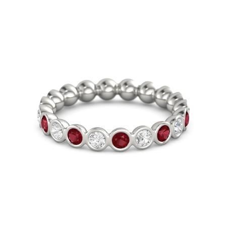 Diamant Ewigkeit Band 1 Karat Burmesischer Rubin 14K Weißgold Schmuck - harrychadent.ch