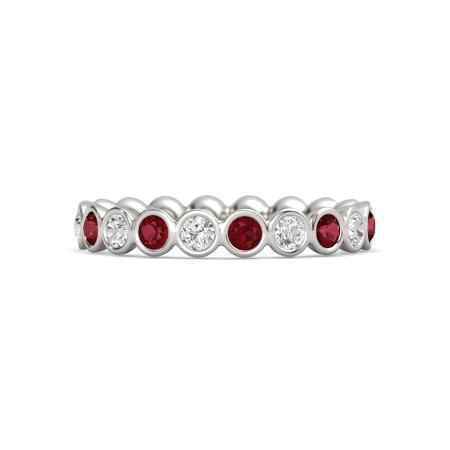 Diamant Ewigkeit Band 1 Karat Burmesischer Rubin 14K Weißgold Schmuck - harrychadent.ch