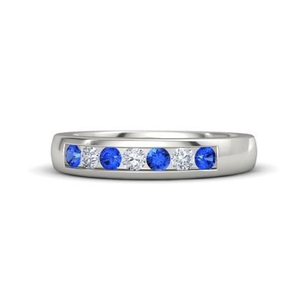 Diamant Rundes blaues Saphirband 2.50 Karat Weißgold 14K - harrychadent.ch