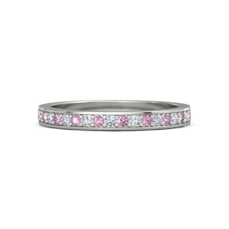 Ehering 0,60 Karat Runder Diamant & Rosa Saphir Damen Schmuck - harrychadent.ch