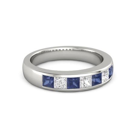 Princess Diamant Blue Sapphire Band 2.50 Karat Weißgold 14K - harrychadent.ch