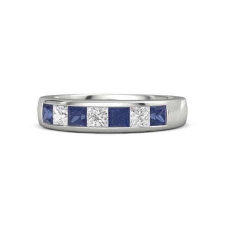 Princess Diamant Blue Sapphire Band 2.50 Karat Weißgold 14K - harrychadent.ch