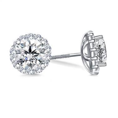 1,30 Karat runder Halo Diamant Ohrstecker Weißgold Schmuck Neu - harrychadent.ch