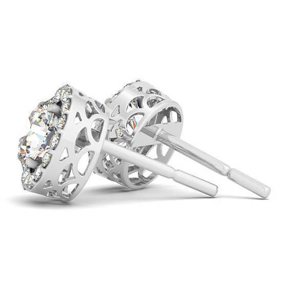 2,10 karat d vvs1 runde diamanten weißgold 14k ohrstecker paar halo-ohrringe