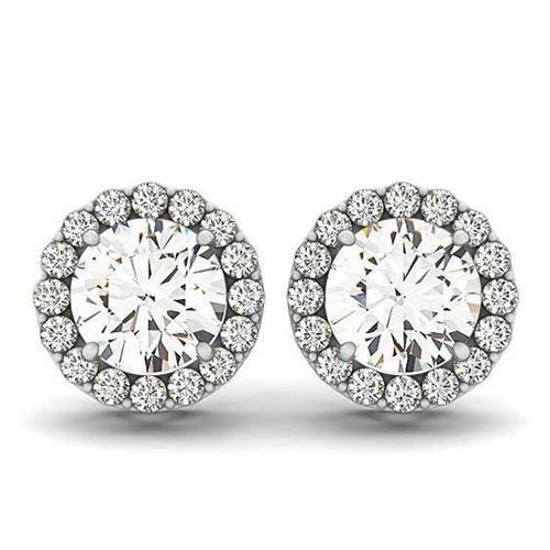 2,10 karat d vvs1 runde diamanten weißgold 14k ohrstecker paar halo-ohrringe