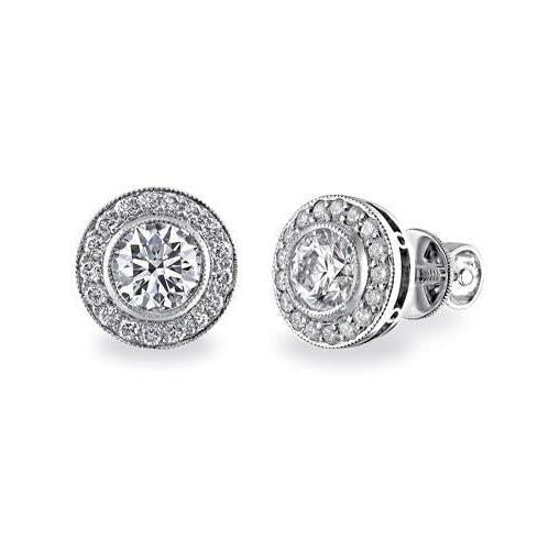 2,72 Karat Rundschliff Diamant Halo Lady Ohrstecker Gold Weiß 14K - harrychadent.ch