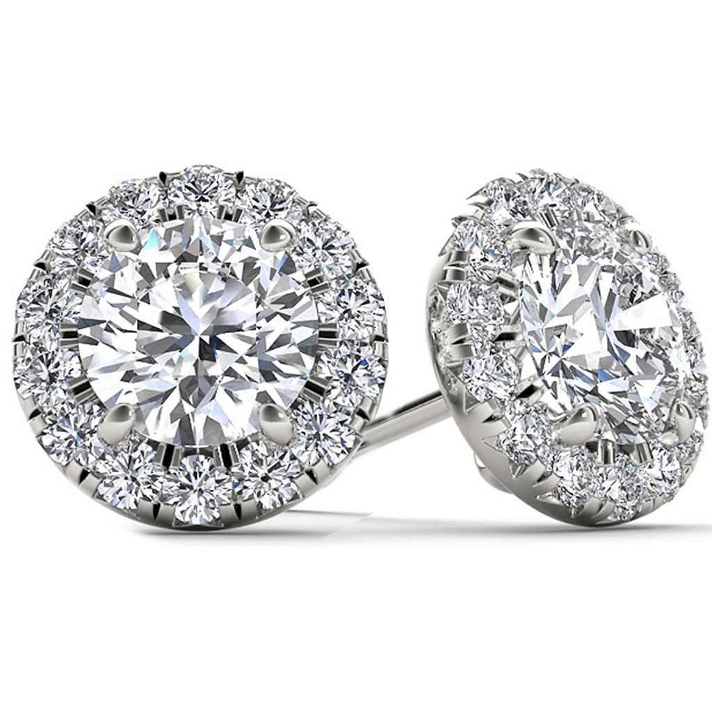 5 Karat Damen-Ohrstecker mit Halo-Diamanten im Rundschliff