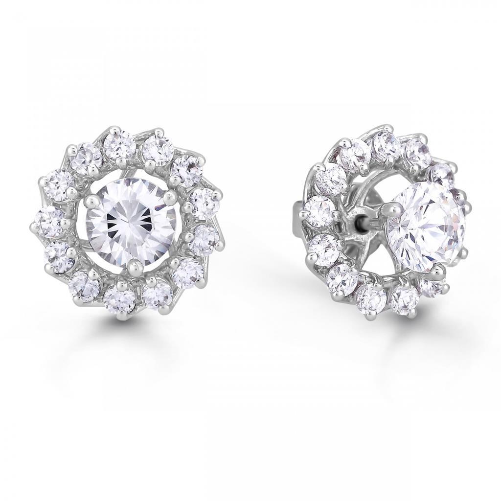 Damen Jacken Ohrstecker Halo Ohrring Rundschliff 1.30 Karat Weißgold 14K