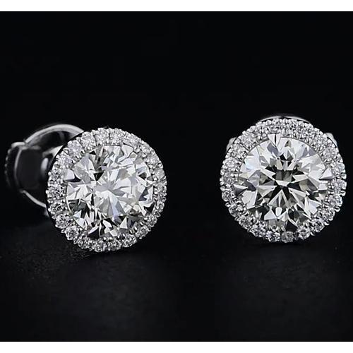 Weißgold 14K runder Diamant Ohrstecker 2,08 Karat Halo Style - harrychadent.ch