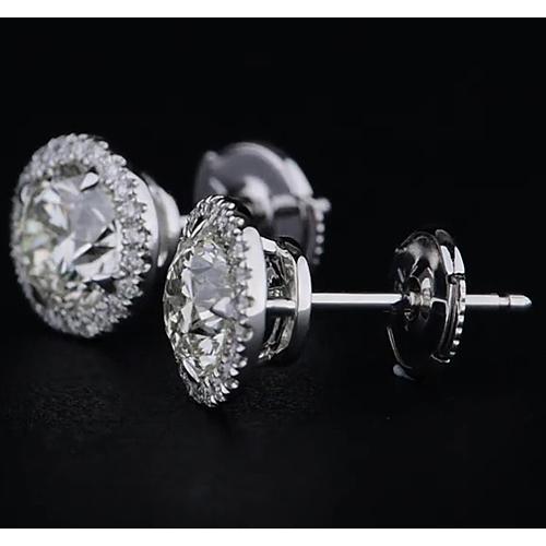 Weißgold 14K runder Diamant Ohrstecker 2,08 Karat Halo Style - harrychadent.ch