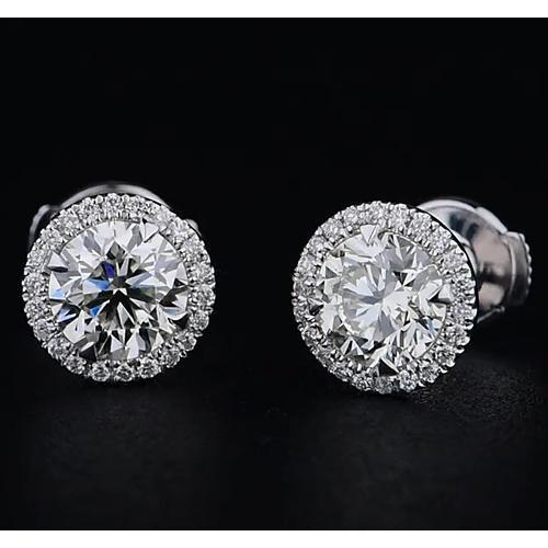 Weißgold 14K runder Diamant Ohrstecker 2,08 Karat Halo Style - harrychadent.ch