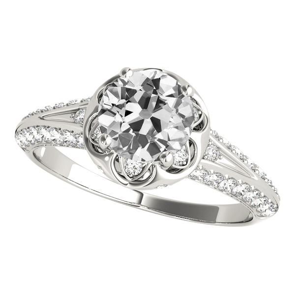 14K Gold Halo Ring runder alter Bergmann Diamant Pave Set 6 Karat - harrychadent.ch