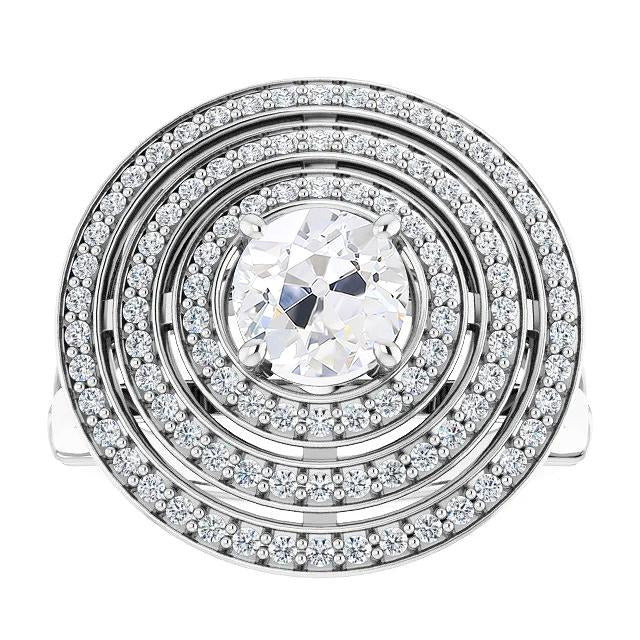 8 Karat Triple Halo Ring Altschliff Diamanten Krappenset 14K Weißgold - harrychadent.ch