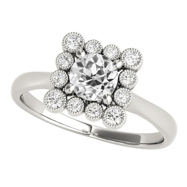 Altschliff Diamant Halo Ring Lünette Krappen Set Milgrain Schmuck 3,25 Karat - harrychadent.ch