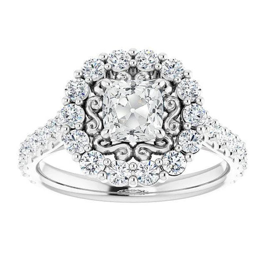 Antiker Halo-Kissen Alter europäischer Diamantring 6,50 Karat - harrychadent.ch