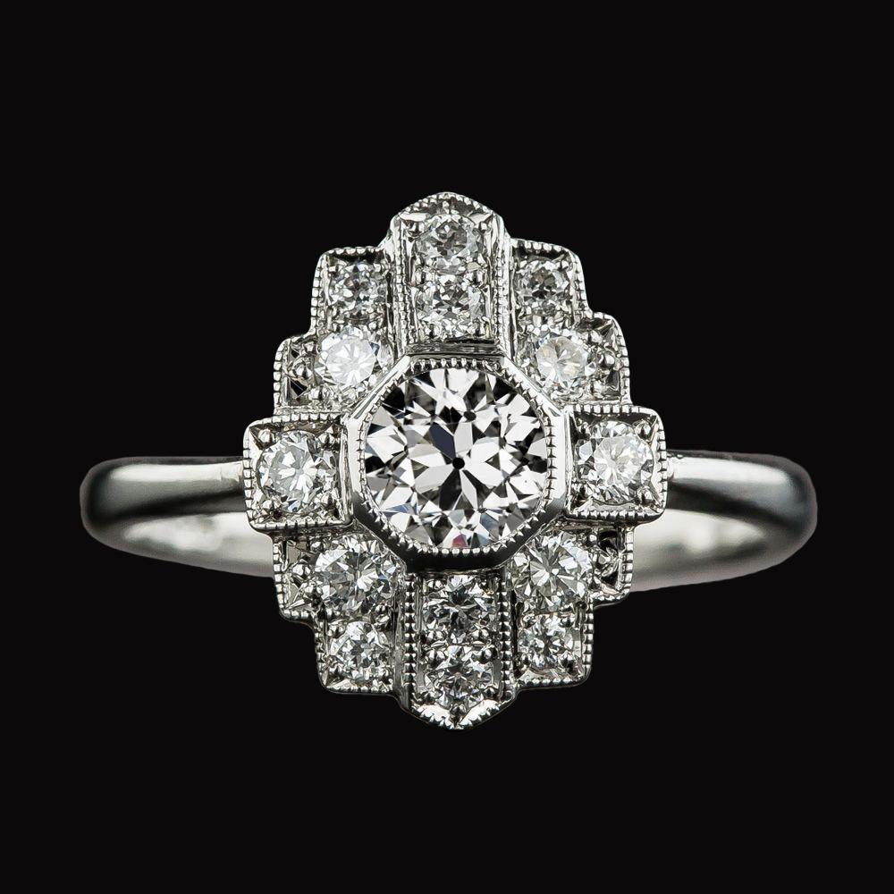 Antiker Halo Ring Altschliff Diamant Lünette Set 3 Karat Gold - harrychadent.ch