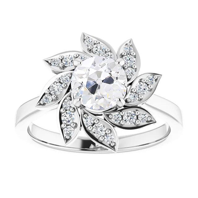 Damen Halo Ring alter Bergmann Diamant Krappen Set Flower Style 4,50 Karat - harrychadent.ch