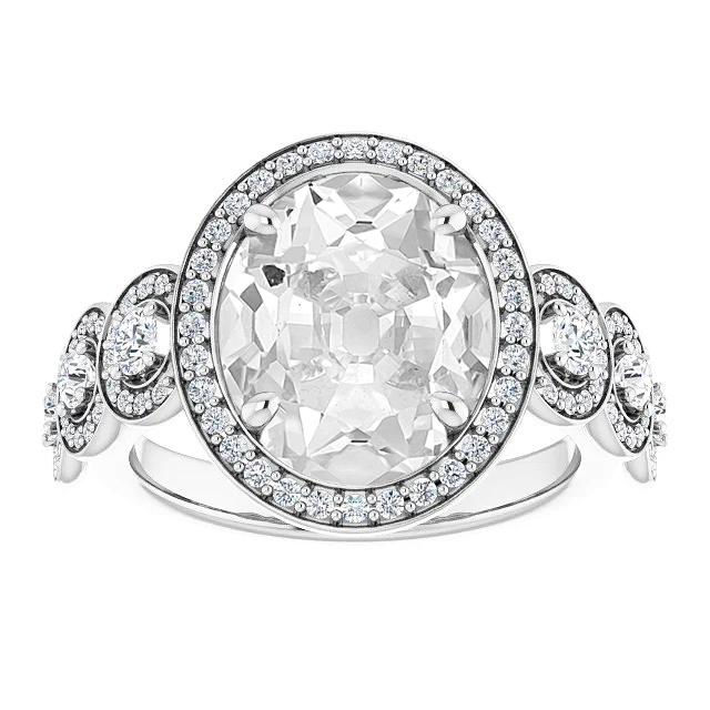 Damen Halo Ring Oval Old Mine Cut Diamant Krappen Set 12,50 Karat - harrychadent.ch